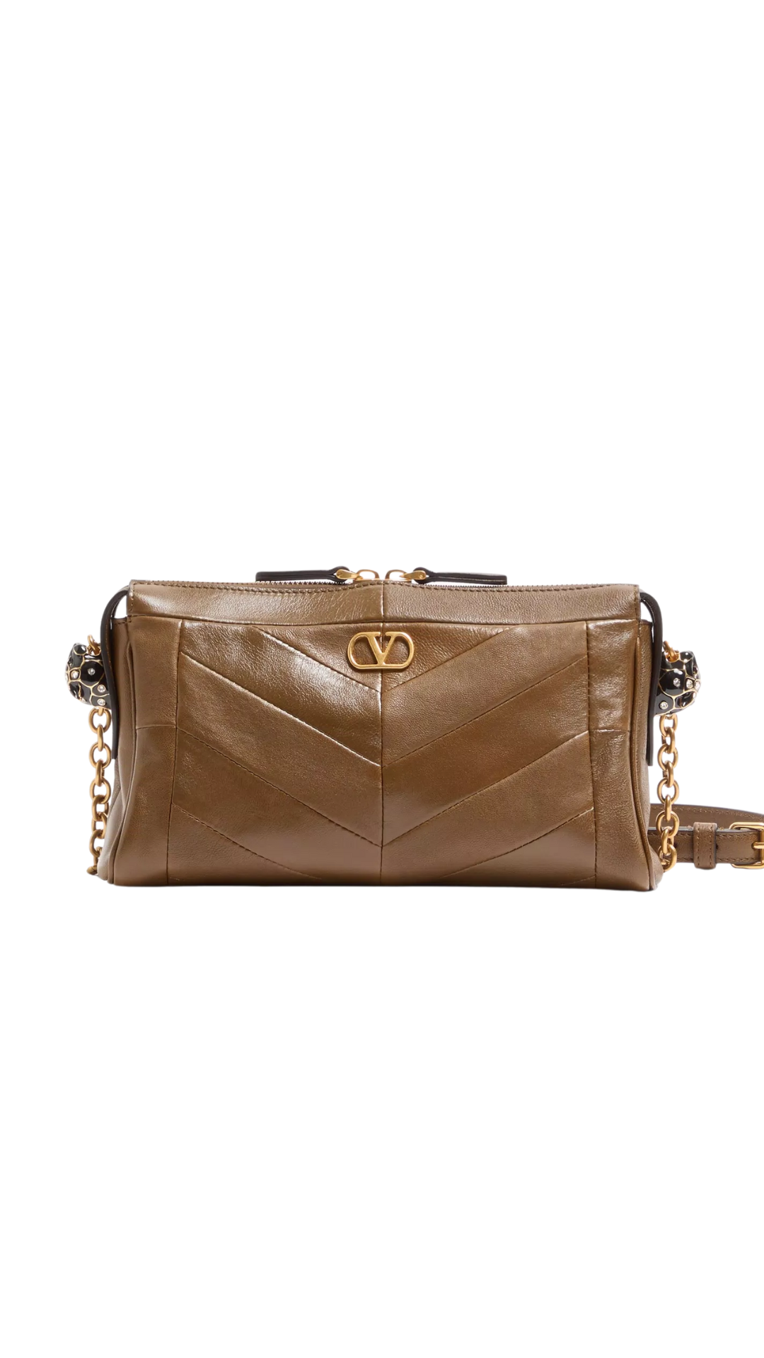 Panthea Small Shoulder Bag In Tundra Nappa Leather With A Chevron Pattern