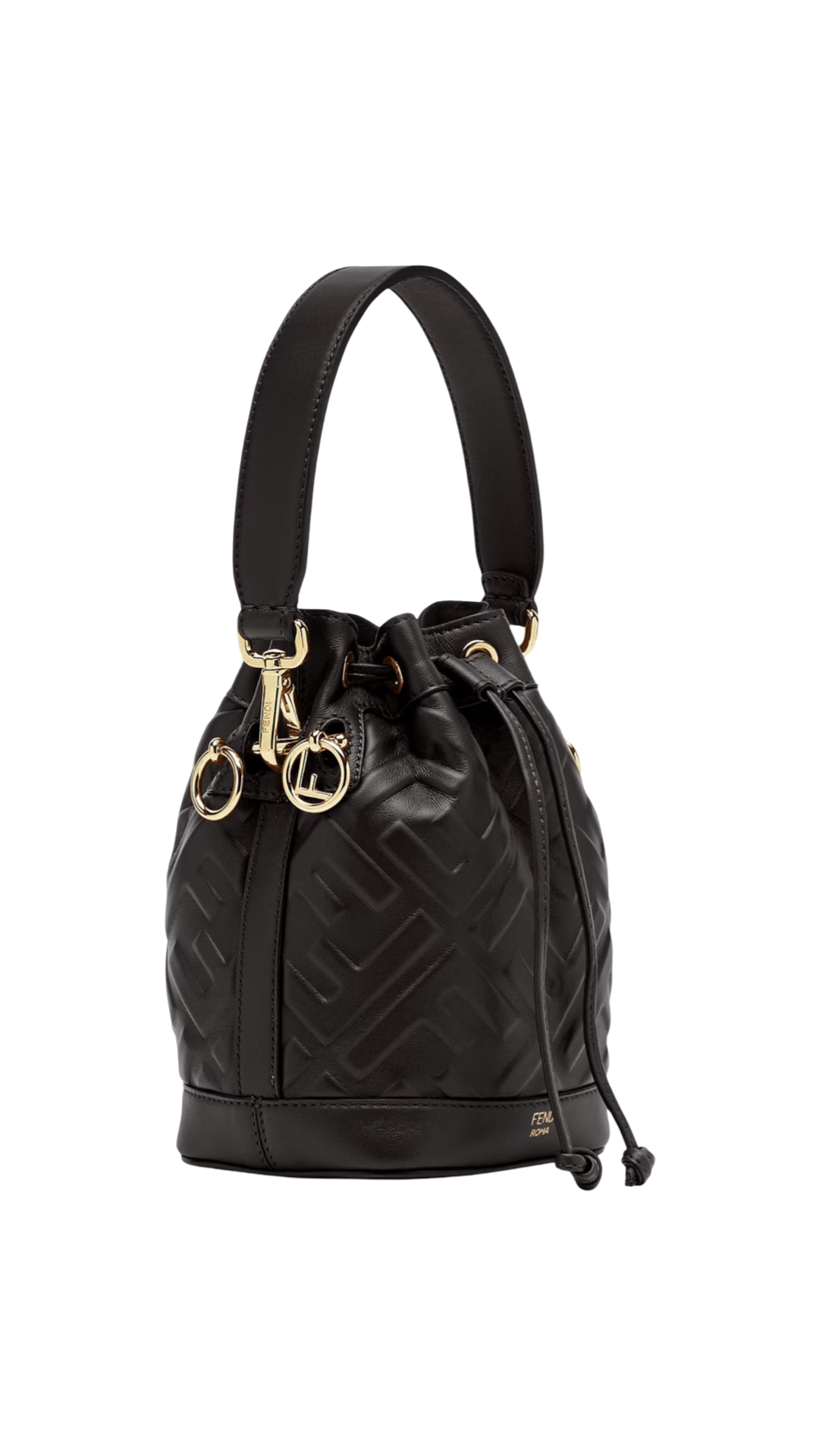 Mon Tresor Bolso Mini de Piel Negra con Motivo FF NEGRO