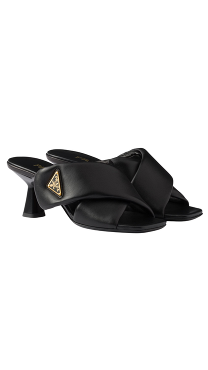 Padded Nappa Leather Sandals in Black