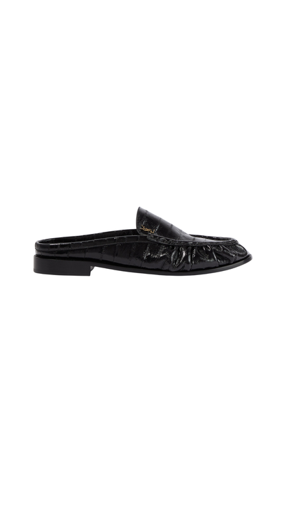 Le Loafer Eel Leather Mules in Black