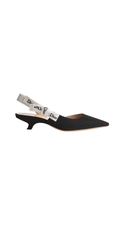 J'Adior Slingback Pump in Black Embroidered Technical Fabric