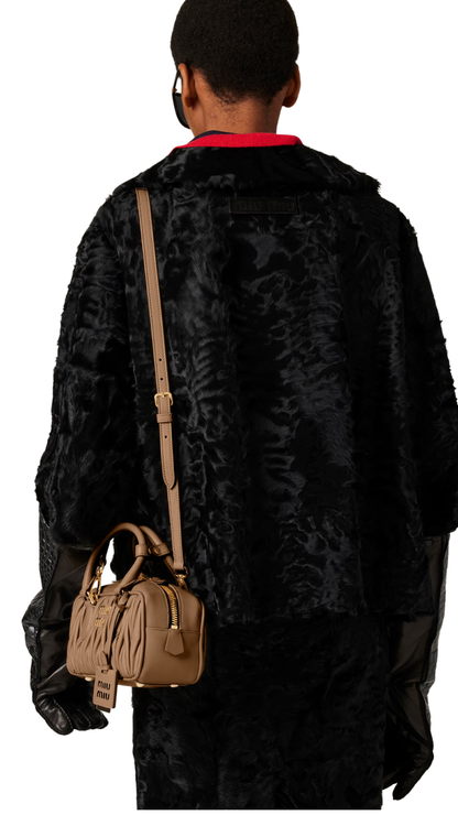 Arcadie Matelassé Nappa Leather Bag in Caramel