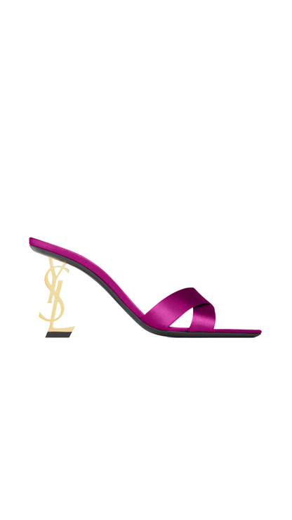 Opyum Mules in Satin Crepe Fuchsia