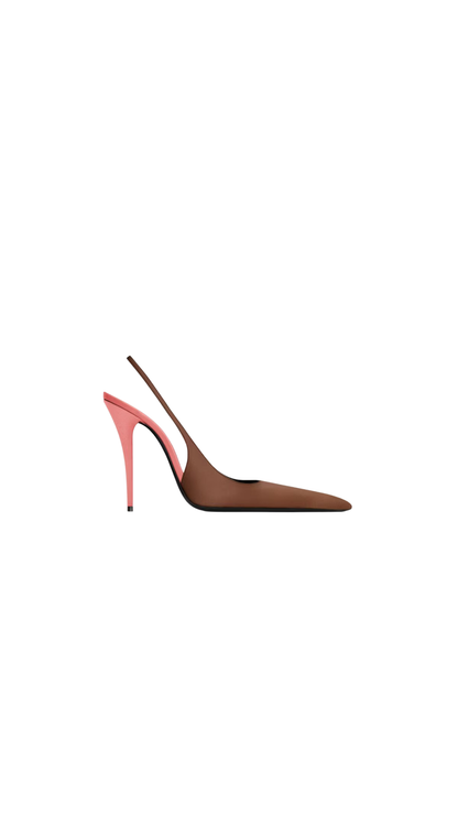 Deroche Slingback Pumps In Cappuccino & Salmon Satin Crepe