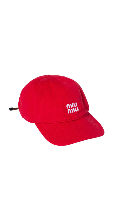 Denim Baseball Cap in Red/Tobacco