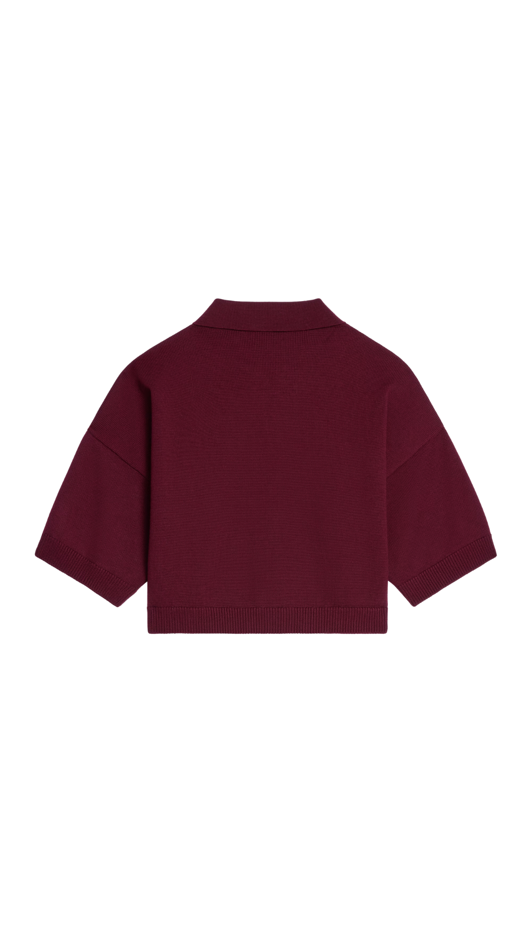 Cropped Polo in Burgundy Wool