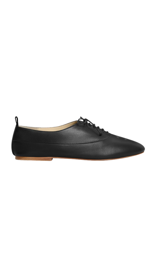 Lise Perforated Triomphe Richelieu in Black Lambskin