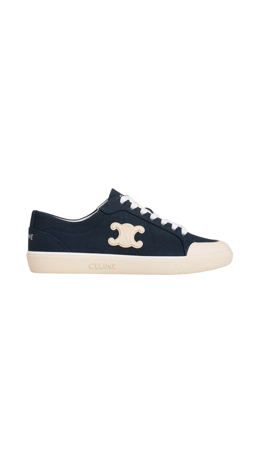 Celine Alan Sneakers With Triomphe In Navy Canvas