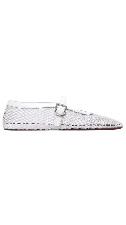 Ballet Flats in Fishnet White