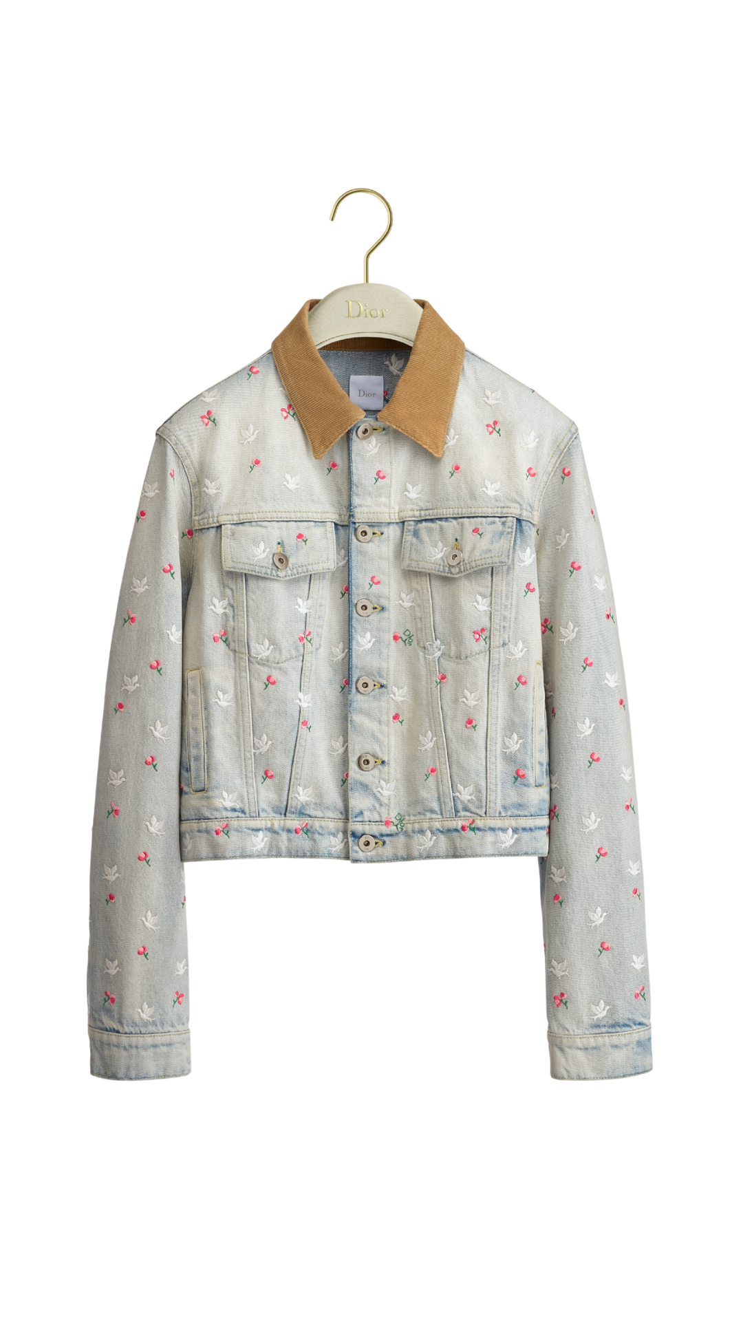 Dioramour Embroidered Jacket in Light Blue Cotton Denim