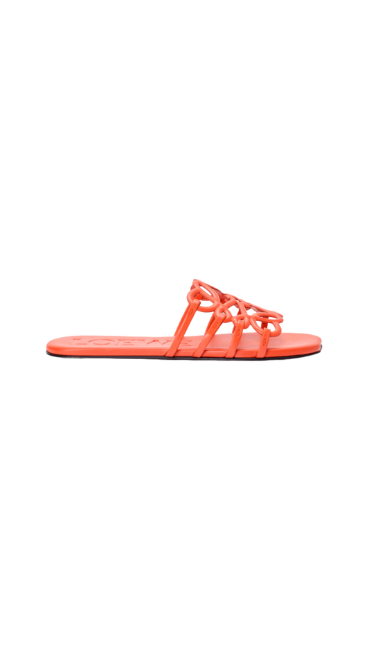 Petal Anagram Slide In Deep Saffron Soft Calfskin