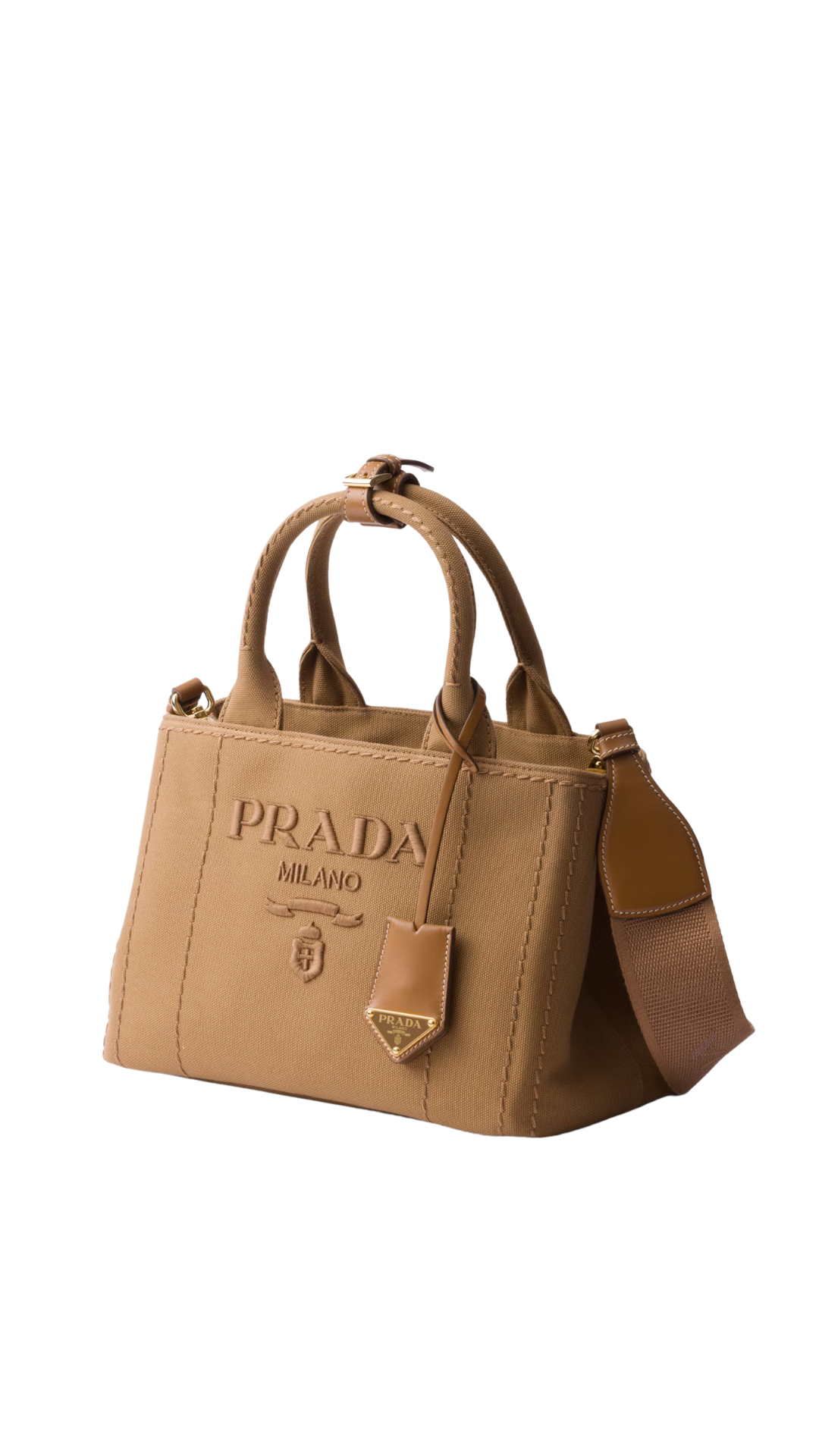 Jardinière Small Cotton Canvas Handbag in Tabacco