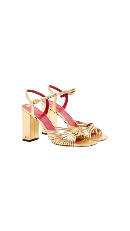 Annet Laminated Nappa Sandal 90Mm in Gold