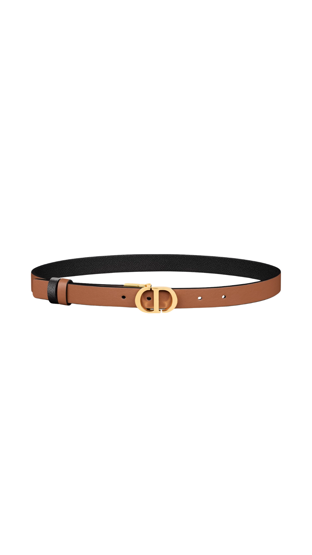 30 Montaigne Reversible Belt in Black Grained Calfskin and Cognac Brown Smooth Calfskin