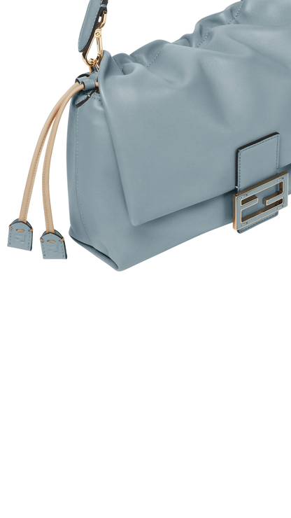 Mamma Baguette Medium in Mercury Blue Nappa Leather Bag