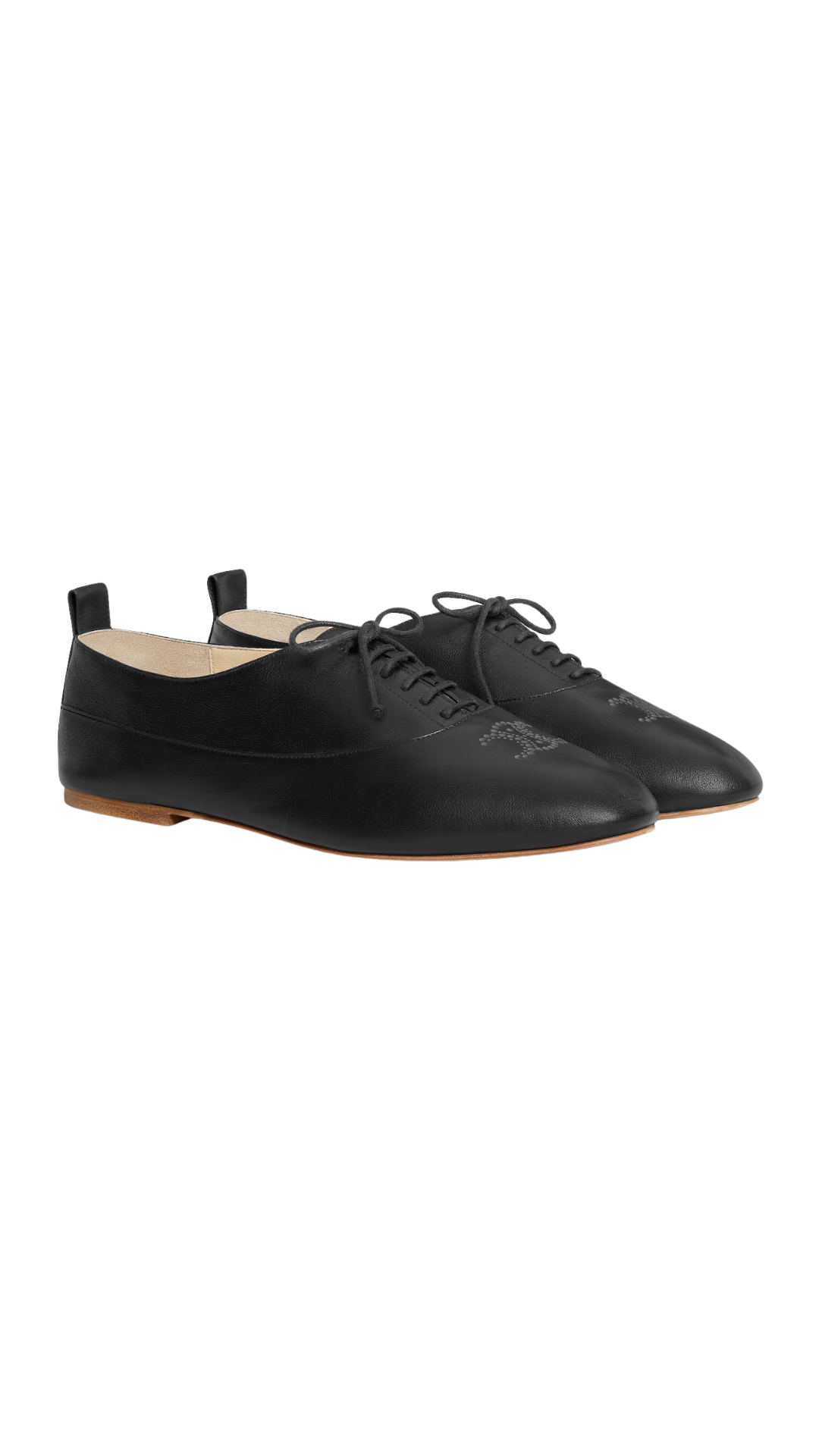 Lise Perforated Triomphe Richelieu in Black Lambskin
