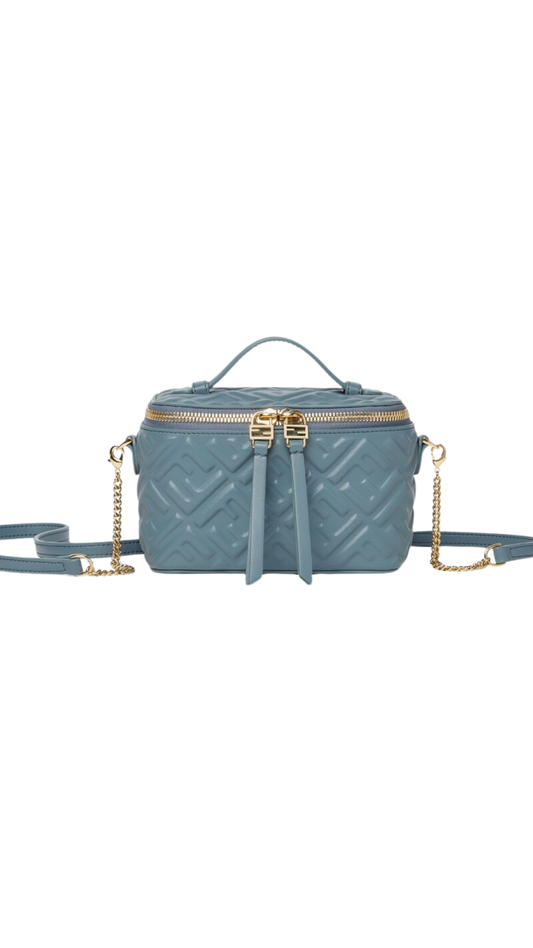 Vanity in Mercury Blue Nappa Leather Mini-Bag with FF Motif