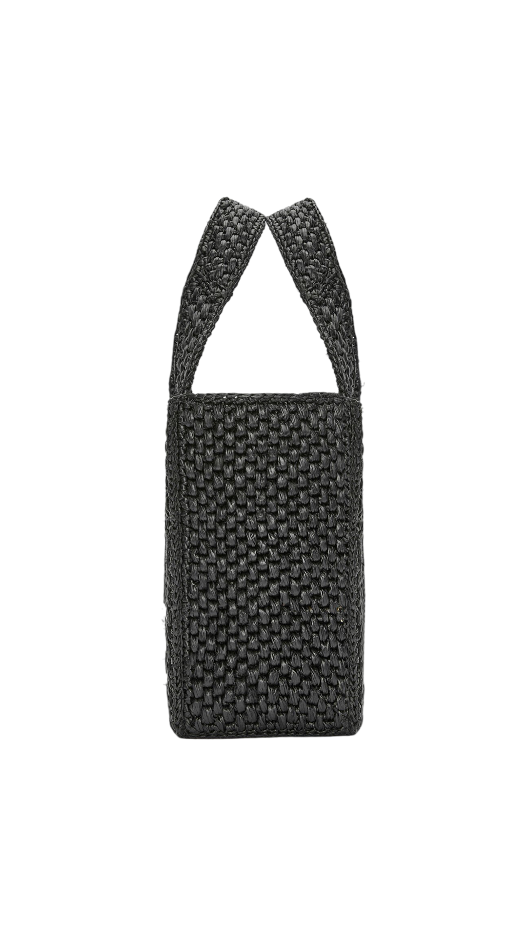 Small Loewe Font Tote in Raffia Black