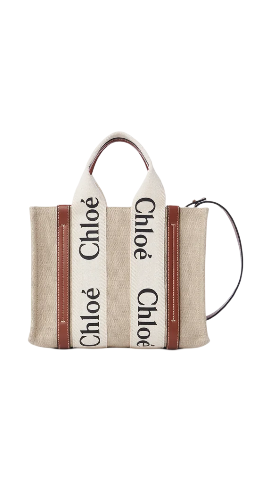 Bolso Tote Pequeño Woody en Blanco-Marrón