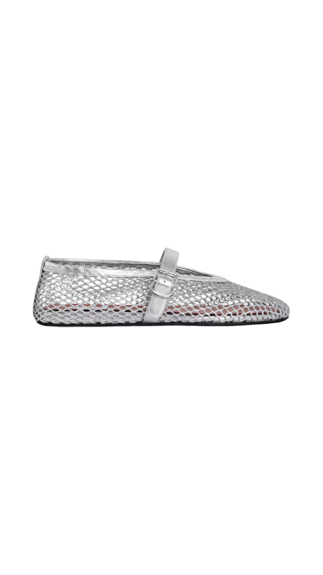 Ballet Flats In Laminated Fishnet Silver