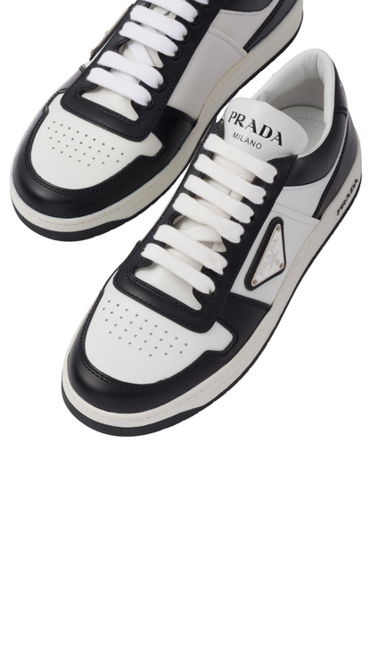 Downtown Perforated Leather Sneakers in White / Black