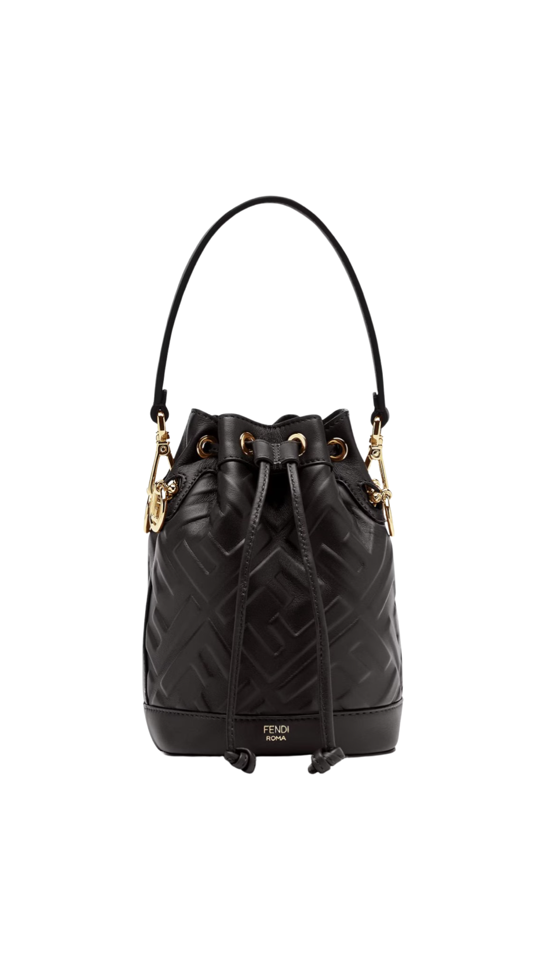 Mon Tresor Bolso Mini de Piel Negra con Motivo FF NEGRO