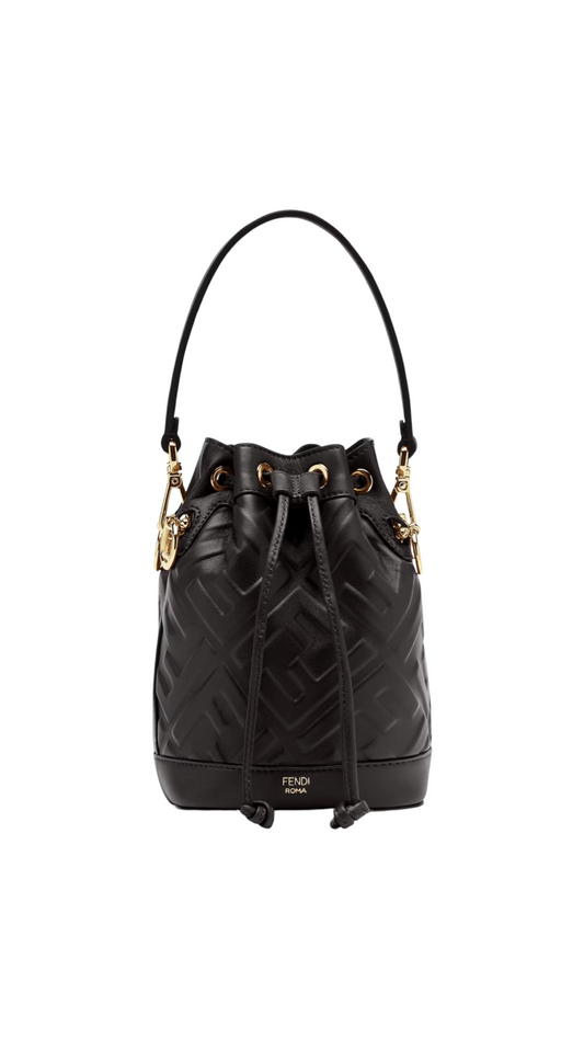 Mon Tresor Black Leather Mini Bag with FF Motif Black