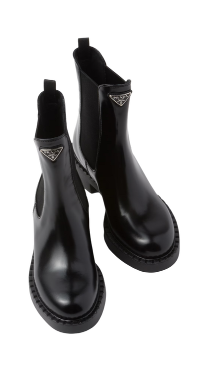 Brushed Leather Chelsea Boots in Black