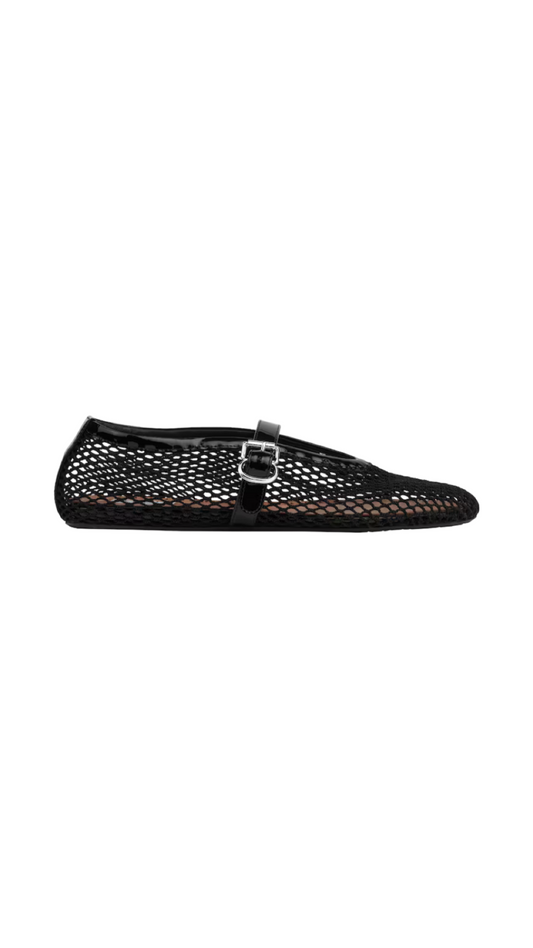 Ballet Flats in Fishnet Black