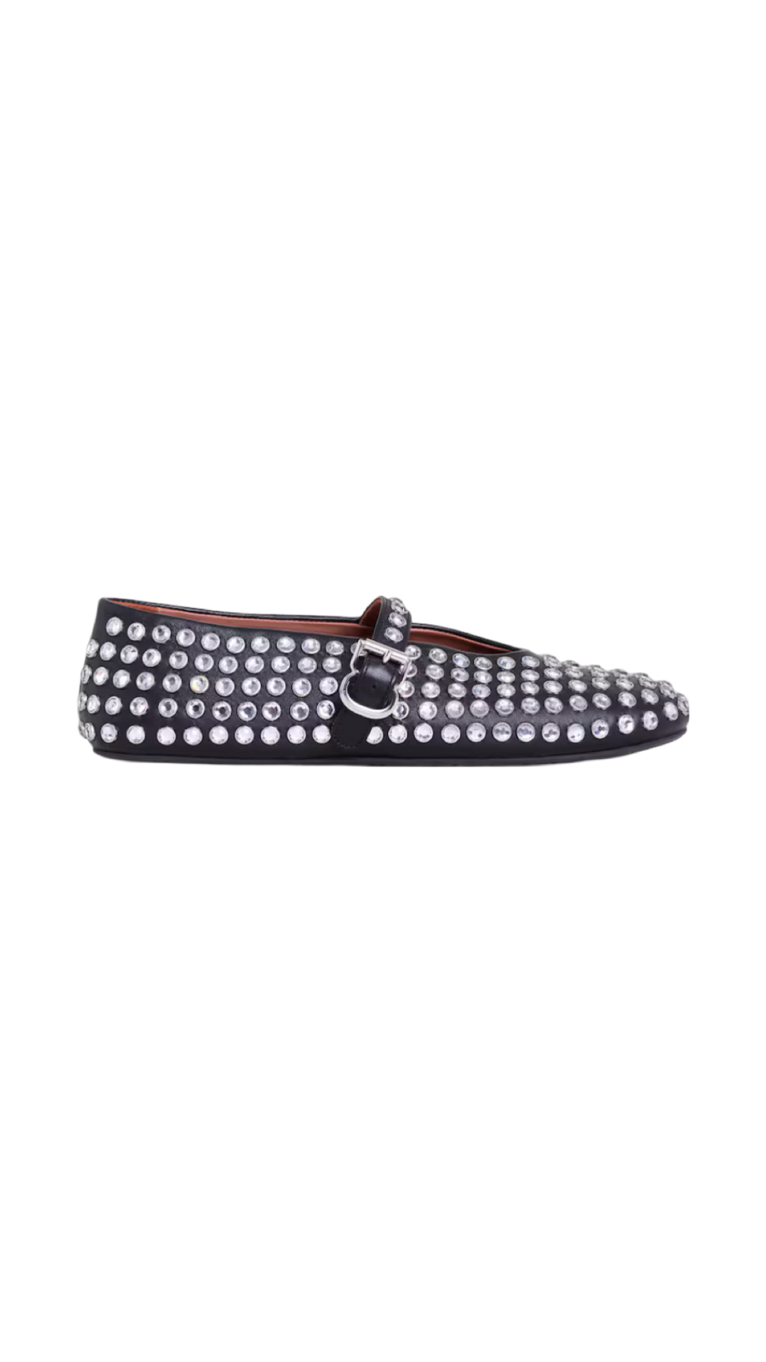 Strass Lambskin Ballet Flats in Black