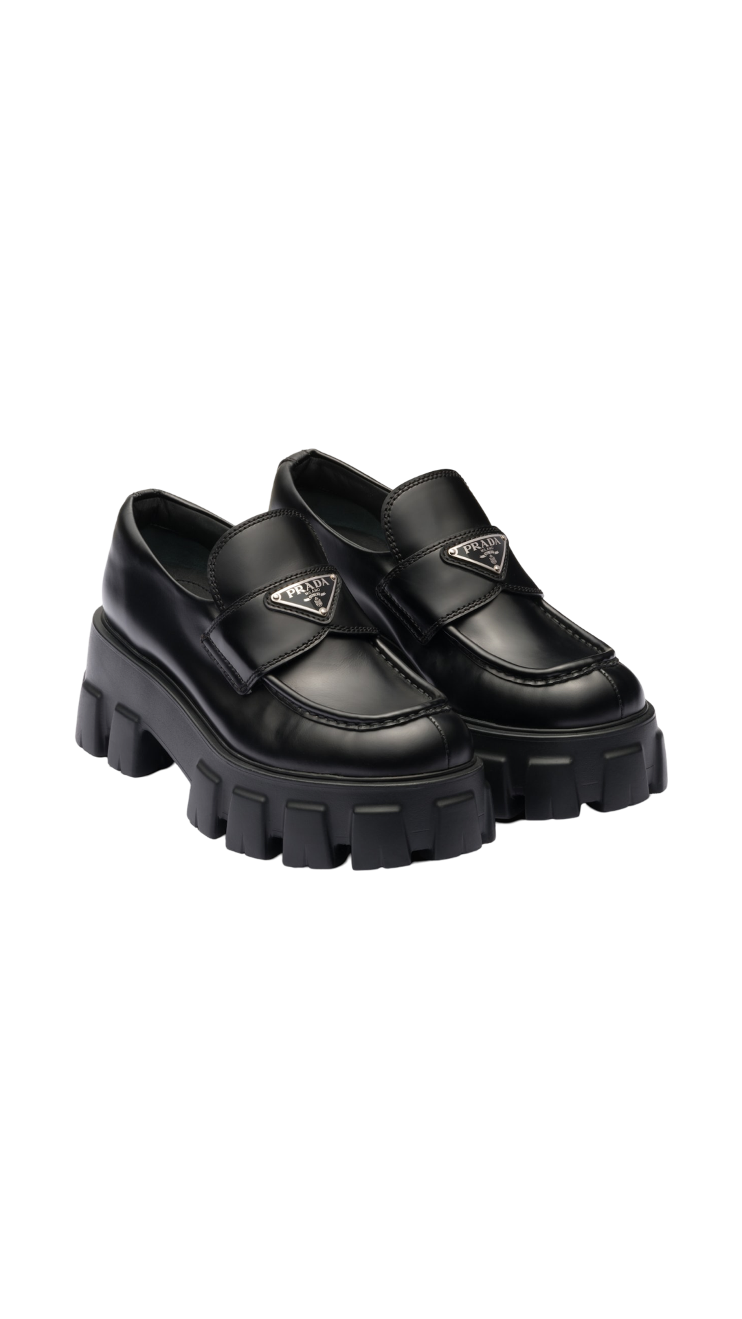 Brushed Leather Monolith Loafers Black
