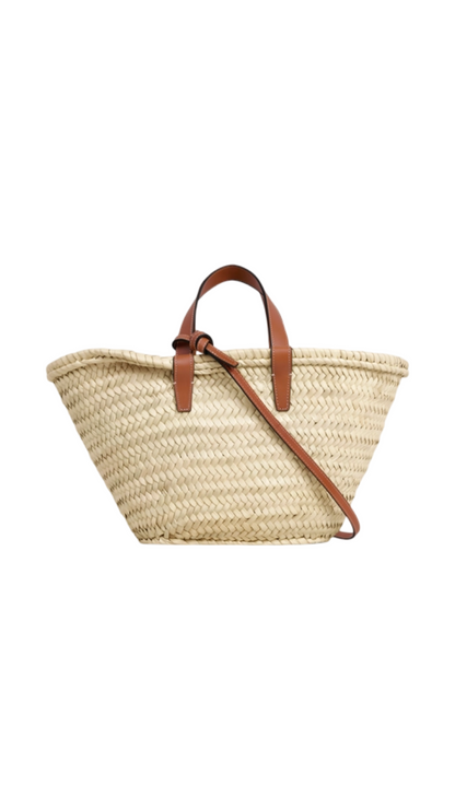Teen Celine Classic Panier in Palm Leaves and Calfsin in Tan