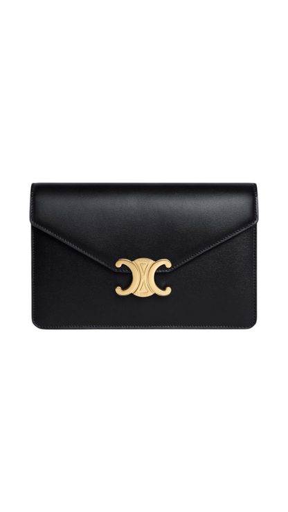 Wallet On Chain Margo In Shiny Calfskin Black