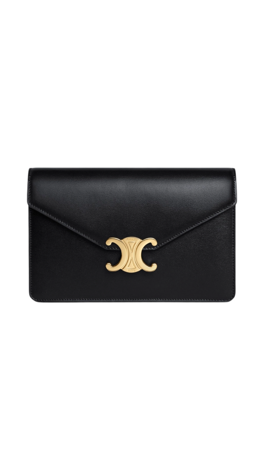 Wallet On Chain Margo In Shiny Calfskin Black