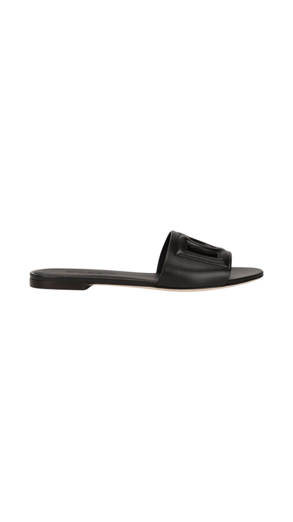 Sandalias de piel de becerro con logo DG Millennials NEGRO