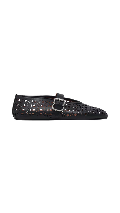 Ballet Flats in Vienne Lambskin in Black