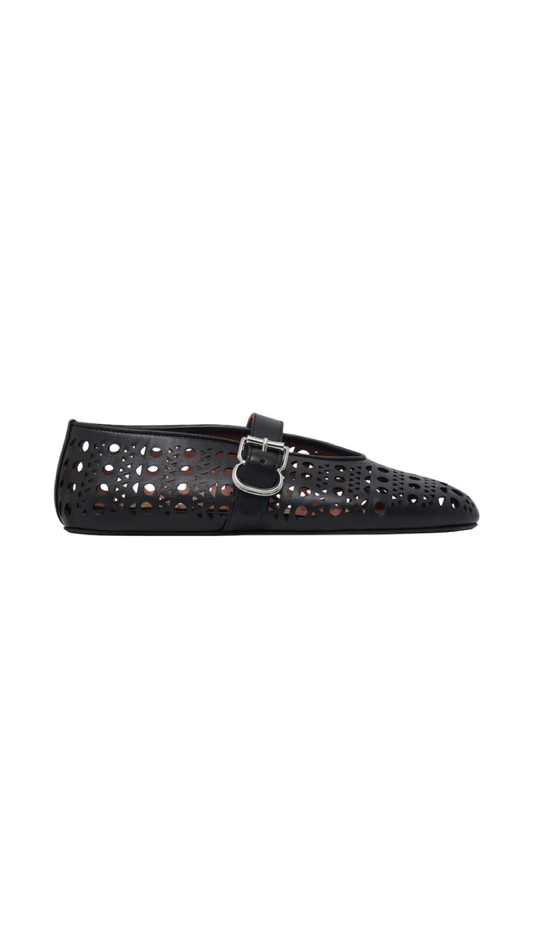 Ballet Flats in Vienne Lambskin in Black