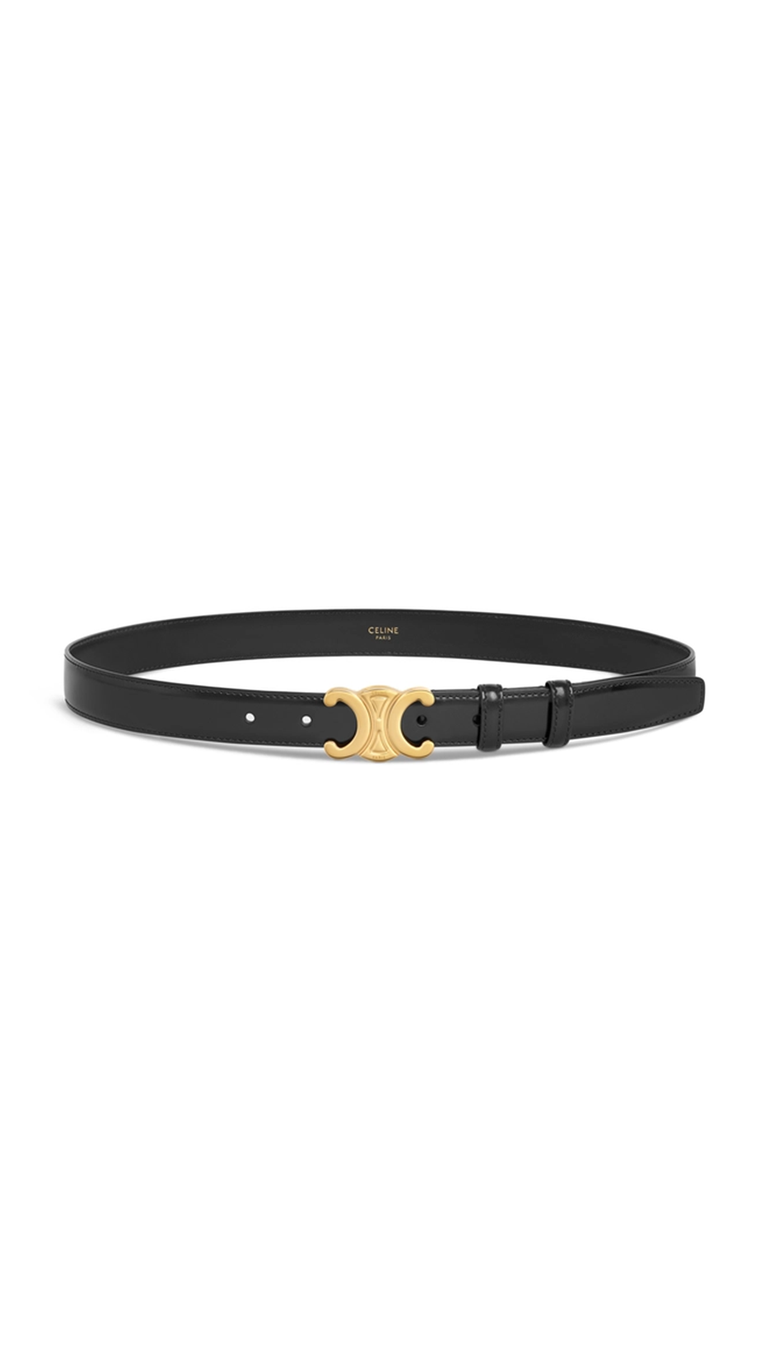 Triomphe Belt 25MM in Black Taurillon Leather
