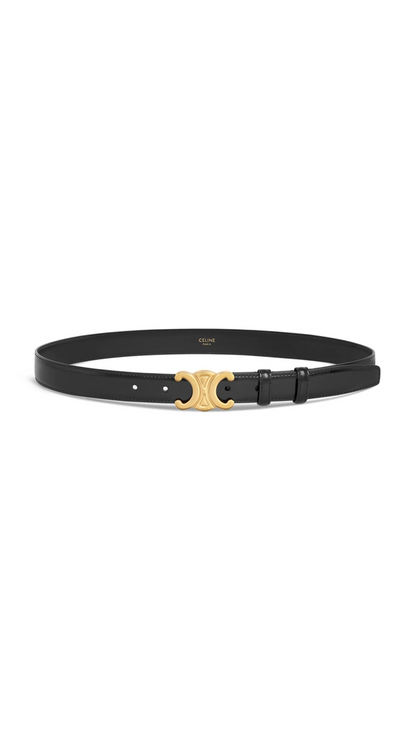 Triomphe Belt 25MM in Black Taurillon Leather